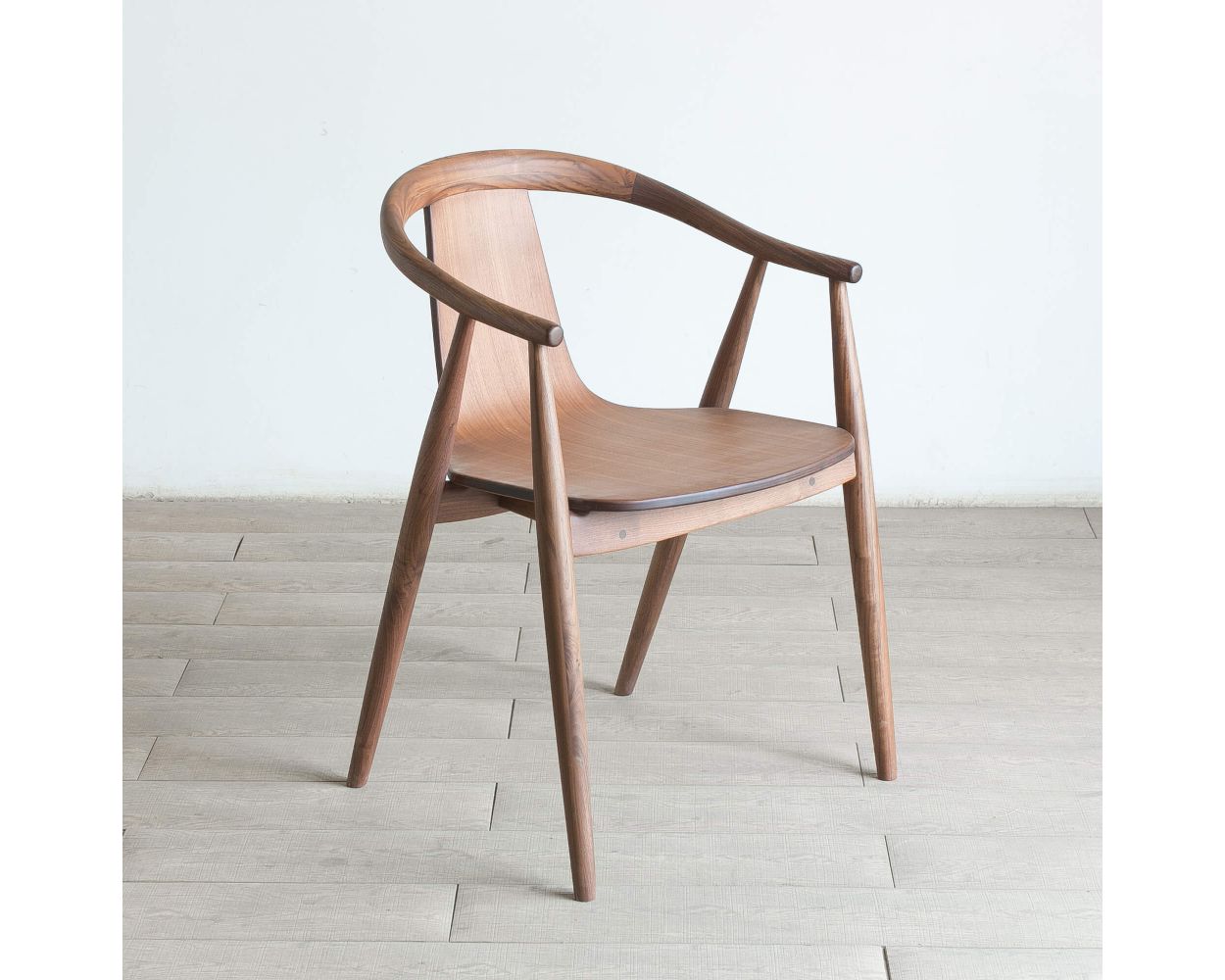 MK01 Chair With Arm & Board Seat - Walnut Image